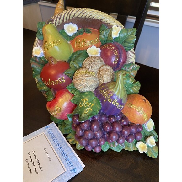 VTG Bradford Exchange Thomas Kinkade’s Fruit of the Spirit Cornucopia WITH COA - Picture 4 of 11